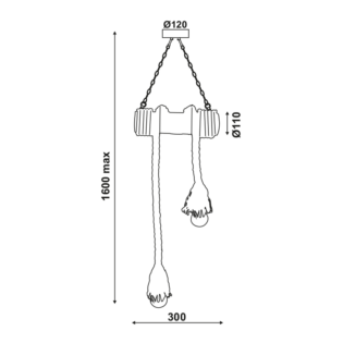 Aca-Lighting ΚΡΕΜΑΣΤΟ Φ/Σ 2ΧΕ27 BAMBOO+ΣΧΟΙΝΙ 11Χ30ΧΗ160CM max. MERLIN