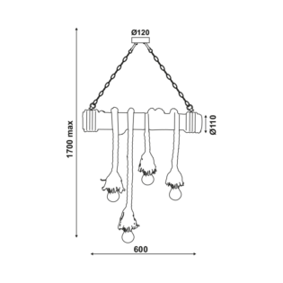 Aca-Lighting ΚΡΕΜΑΣΤΟ Φ/Σ 4ΧΕ27 BAMBOO+ΣΧΟΙΝΙ 11Χ60ΧΗ170CM max. MERLIN