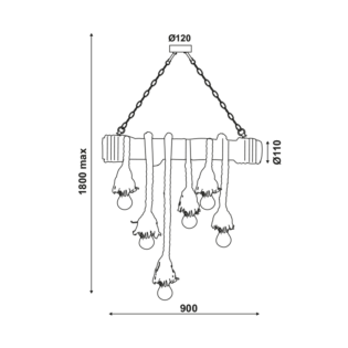 Aca-Lighting ΚΡΕΜΑΣΤΟ Φ/Σ 6ΧΕ27 BAMBOO+ΣΧΟΙΝΙ 11Χ90ΧΗ180CM max. MERLIN