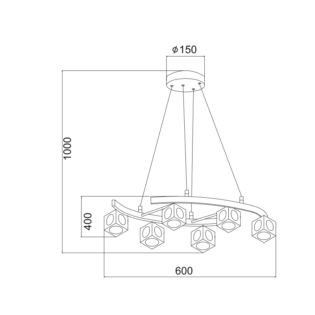 Aca-Lighting ΚΡΕΜΑΣΤΟ ΔΙΑΦΑΝΟ ΓΥΑΛΙ ΧΡΩΜΙΟ 6ΧG9 MARTINI