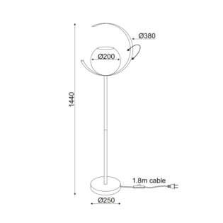 Aca-Lighting ΕΠΙΔΑΠΕΔΙΟ Φ/Σ 1ΧΕ27 ΜΕΤΑΛΛΙΚΟ ΧΡΥΣΟ+ΠΕΡΛΕ ΓΥΑΛΙ Φ35ΧH150CM IPARELLE