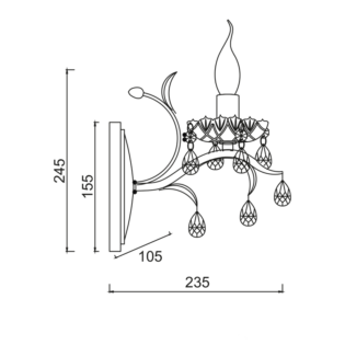 Aca-Lighting ΕΠΙΤΟΙΧ 1ΧΕ14 ΜΕΤΑΛ ΠΑΤΙΝΑ ΛΕΥKO ΧΡΥΣ+ΚΡΥΣΤ 23,5Χ15,5Χ24,5CM SARDINIA