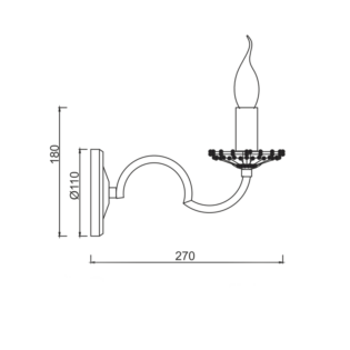 Aca-Lighting ΕΠΙΤΟΙΧΙΟ 1ΧΕ14 ΜΕΤΑΛ ΠΑΤΙΝΑ ΛΕΥΚΟ ΧΡΥΣΟ+ΚΡΥΣΤΑΛ 27Χ11Χ18CM GEISHA