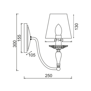 Aca-Lighting ΕΠΙΤΟΙΧ 1ΧΕ14 ΜΕΤΑΛ ΠΑΤΙΝΑ ΛΕΥΚΟ/ΜΑΥΡΟ+ΑΜΠΑΖΟΥΡ 25X15,5X30CM KARPATHIA