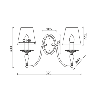 Aca-Lighting ΕΠΙΤΟΙΧIO 2ΧΕ14 ΜΕΤΑΛ ΠΑΤΙΝΑ ΛΕΥΚΟ/ΜΑΥΡΟ+ΑΜΠΑΖΟΥΡ 38X30X22CM KARPATHIA