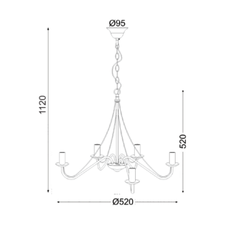 Aca-Lighting ΚΡΕΜΑΣΤΟ ΚΑΦΕ ΜΕΤΑΛΛΙΚΟ 5ΧΕ14 PALMYRA