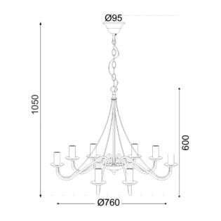 Aca-Lighting ΚΡΕΜΑΣΤΟ ΚΑΦΕ ΜΕΤΑΛΛΙΚΟ 8ΧΕ14 PALMYRA