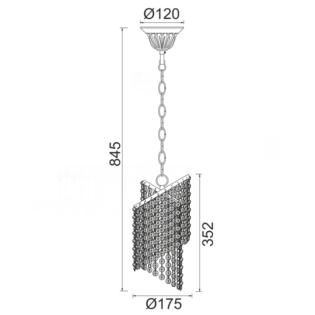 Aca-Lighting ΚΡΕΜΑΣΤΟ Φ/Σ 1ΧΕ27 ΚΡΥΣΤΑΛΛΟ+ΝΙΚΕΛ Φ17,5ΧΗ84,5CM ELIZA