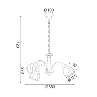 Aca-Lighting ΚΡΕΜΑΣΤΟ ΧΡΩΜΙΟ ΜΕΤΑΛΛΙΚΟ 3ΧΕ14 BYRON