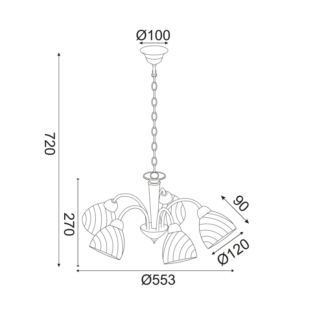 Aca-Lighting ΚΡΕΜΑΣΤΟ ΧΡΩΜΙΟ ΜΕΤΑΛΛΙΚΟ 5ΧΕ14 BYRON