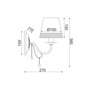 Aca-Lighting ^ΕΠΙΤΟΙΧ 1ΧΕ14 ΜΕΤΑΛ.ΜΑΥΡΟ+ΑΣΠΡΟΜΑΥΡ ΑΜΠΑΖΡ+ΚΡΥΣΤ 25Χ15Χ21CM MULAN