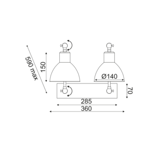 Aca-Lighting ^ΕΠΙΤΟΙΧΟ Φ/Σ 2ΧΕ27 ΜΕΤΑΛΛΙΚΟ ΜΑΥΡΟ-ΑΣΗΜΙ ΒΡΑΧΙΟΝΑΣ 39Χ30Χ36C THALASSA