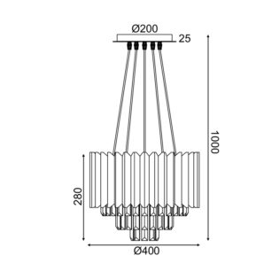 Aca-Lighting ^ΚΡΕΜΑΣΤΟ Φ/Σ 5XE14 ΚΡΥΣΤΑΛΛΟ + ΧΡΥΣΟ ΜΕΤ/ΚΟ D40XH100CM EMPIRE