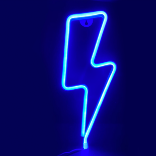 Επιτραπέζια ΑΣΤΡΑΠΗ, 98 NEON LED ΛΑΜΠΑΚΙΑ ΜΕ ΜΠΑΤΑΡΙΑ (3xAA)/USB, ΜΠΛΕ, IP20, 34x2x13cm
