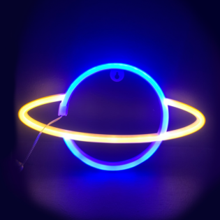 Επιτραπέζια ΠΛΑΝΗΤΗΣ, 116 NEON LED ΛΑΜΠΑΚΙΑ ΜΕ ΜΠΑΤΑΡΙΑ (3xAA)/USB, ΧΡΥΣΟ & ΜΠΛΕ, IP20, 17.5x2x30cm