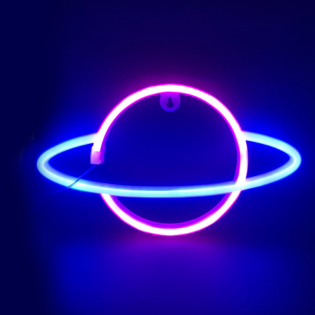 Επιτραπέζια ΠΛΑΝΗΤΗΣ, 108 NEON LED ΛΑΜΠΑΚΙΑ ΜΕ ΜΠΑΤΑΡΙΑ (3xAA)/USB, ΡΟΖ & ΜΠΛΕ, IP20, 17.5x2x30cm