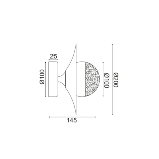 Aca-Lighting ^ΕΠΙΤΟΙΧΟ Φ/Σ 1ΧG9 ΧΑΛΚΙΝΟ/ΜΑΥΡΟ ΜΕΤ/ΚΟ + ΓΥΑΛΙ D20X15CM HYDRA