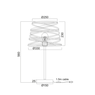 Aca-Lighting ΜΕΤΑΛΛΙΚΟ ΠΟΡΤΑΤΙΦ 1XE27 ΜΑΥΡΟ ΜΑΤ ΣΠΙΡΑΛ Φ33xH56CM JAZZ