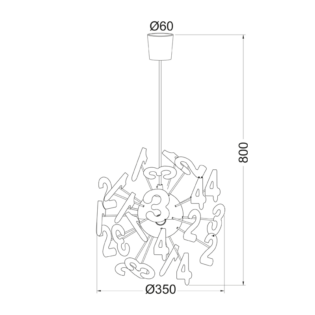 Aca-Lighting ΚΡΕΜΑΣΤΟ ΠΑΙΔΙΚΟ ΑΡΙΘΜΟΙ 4ΧE14 Φ35CM SCHOOL