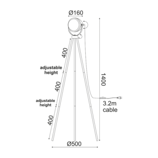 Aca-Lighting ΕΠΙΔΑΠΕΔΙΟ Φ/Σ 1ΧΕ14 ΜΕΤΑΛΛΙΚΟ ΜΑΥΡΟ+ΓΥΑΛΙ 56Χ56ΧΗ145CM HARLEY