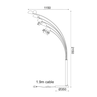 Aca-Lighting ΕΠΙΔΑΠ Φ/Σ 5ΧΕ14 ΜΕΤΑΛΛΙΚΟ ΟΡΕΙΧΑΛΚΟ+ΜΑΡΜΑΡΟ 153Χ115ΧΗ198CM MARKELLA