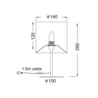 Aca-Lighting ΠΟΡΤΑΤΙΦ ΥΦΑΣΜΑ ΓΚΡΙ ΜΕ ΒΑΣΗ ΝΙΚΕΛ 1X40W E14 H28CM HARPY