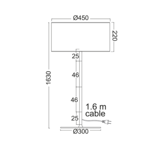 Aca-Lighting ΕΠΙΔΑΠΕΔΙΟ Φ/Σ 1ΧΕ27 ΜΑΥΡΟ ΜΕΤΑΛΛ.ΑΠ.ΞΥΛ.ΑΜΠΑΖΟΥΡ Φ45ΧΗ165CM YASMINE