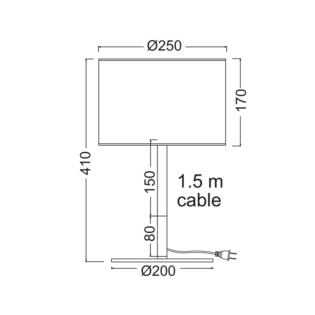 Aca-Lighting ΕΠΙΤΡΑΠΕΖΙΟ Φ/Σ 1ΧΕ27 ΜΑΥΡΟ ΜΕΤΑΛΛ.ΑΠ.ΞΥΛ.ΑΜΠΑΖΟΥΡ Φ25ΧΗ40CM YASMINE