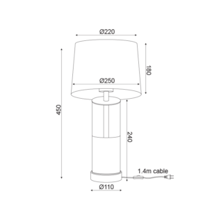 Aca-Lighting ΕΠΙΤΡΑΠΕΖΙΟ Φ/Σ 1ΧΕ27 ΧΡΩΜΙΟ ΓΥΑΛΙ+ΑΜΠΑΖΟΥΡ Φ25ΧΗ45CM RENOUAR