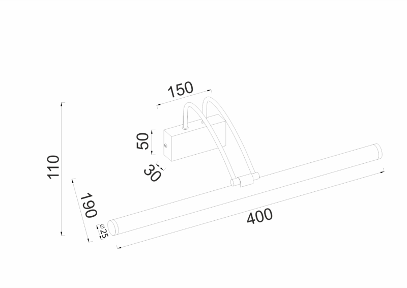 ΕΠΙΤΟΙΧΟ Φ/Σ LED 8W 3000K 520LM ΧΡΩΜΙΟ ΑΝΟΞ.ΑΤΣΑΛΙ IP44 40X12X19CM  ARIA - Image 2