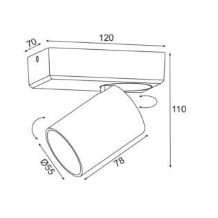 Aca-Lighting ^ΕΠΙΤΟΙΧΟ Φ/Σ 1XGU10 ΜΑΥΡΟ ΑΛΟΥΜΙΝΙΟ 12Χ7X11CM ELITIS