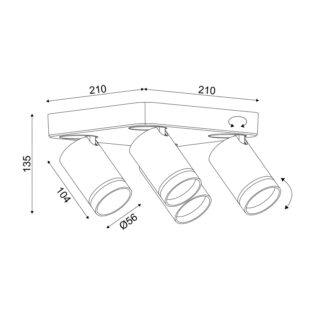 Aca-Lighting ^ΕΠΙΤΟΙΧΟ Φ/Σ 4XGU10 DIVINO ΜΑΥΡΟ ΑΛΟΥΜΙΝΙΟ IP20 21X21X13,5CM