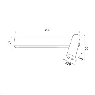 Aca-Lighting ΕΠΙΤΟΙΧΟ Φ/Σ LED 12W 3200K 980LM HERMES ΜΑΥΡΟ ΜΕΤ/ΚΟ 28Χ11Χ8CM