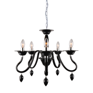 Aca-Lighting ΚΡΕΜΑΣΤΟ ΑΚΡΥΛΙΚΟ ΜΑΥΡΟ 5Χ40W Ε14 53x H43cm FIRENZE