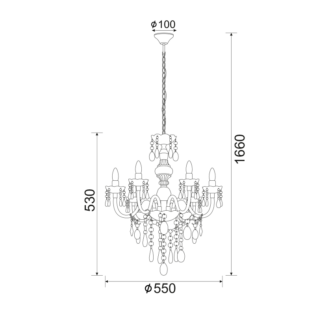 Aca-Lighting ΚΡΕΜΑΣΤΟ ΜΑΥΡΟ ΑΚΡΥΛΙΚΟ 6X40W E14 PEGASUS