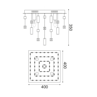 Aca-Lighting ^Φ/Σ ΟΡΟΦΗΣ 4ΧΕ14 ΧΡΩΜΙΟ ΜΕΤΑΛΛΟ 40Χ40ΧΗ32CM SOMER