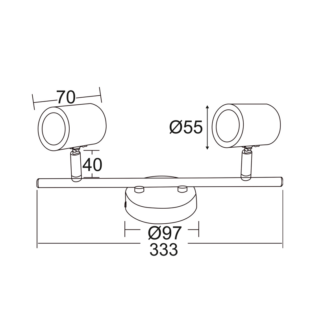 Aca-Lighting ΣΠΟΤ ΙI ΜΑΥΡΟ ΜΑΤ 2ΧGU10 ORFEAS