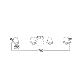 Aca-Lighting ΣΠΟΤ IIII ΜΑΥΡΟ ΜΑΤ 4ΧGU10 ORFEAS