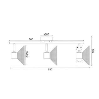 Aca-Lighting ΕΠΙΤΟΙΧΟ Φ/Σ 3ΧΕ14 PALOMA ΜΑΥΡΟ ΜΕΤΑΛΛΙΚΟ 53X13X19CM