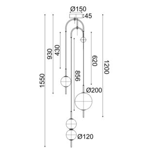 Aca-Lighting ΚΡΕΜΑΣΤΟ Φ/Σ LED 19W 3000K 1950LM AMELIA ΜΑΥΡΟ ΜΕΤ/ΚΟ+ΛΕΥΚΟ ΓΥΑΛΙ D37XH150CM