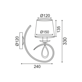 Aca-Lighting ΕΠΙΤΟΙΧ. Φ/Σ 1ΧΕ14 ΜΕΤΑΛ ΧΡΥΣΟΧΑΛΚΙΝΟ+ΜΑΥΡΟ ΑΜΠΑΖ.15Χ24Χ33CM BASILICO