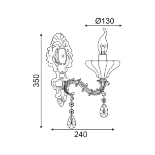 Aca-Lighting ΕΠΙΤΟΙΧΙΟ Φ/Σ 1ΧΕ14 ΜΕΤΑΛΛΙΚΟ ΜΠΡΟΝΖΕ+ΚΡΥΣΤΑΛΛΟ 35Χ13Χ25CM SARTO