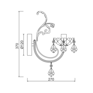 Aca-Lighting ΚΡΕΜΑΣΤΟ Φ/Σ 3ΧΕ14 ΜΕΤΑΛΛΙΚΟ ΜΠΡΟΝΖΕ+ΚΡΥΣΤΑΛΛΟ Φ54ΧΗ130CM SARTO