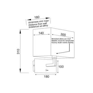 Aca-Lighting ΑΠΛΙΚΑ 1XE27 ΜΕ ΜΑΥΡΟ ΥΦΑΣΜΑΤΙΝΟ ΑΜΠΑΖΟΥΡ TITCHIANO