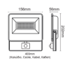 BLACK SENSOR LED SMD FLOOD LUMINAIRE IP66 30W 4000K 3100Lm 230V AC RA80 - Image 2