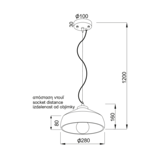 Aca-Lighting ΚΡΕΜΑΣΤΟ ΦΩΤΙΣΤΙΚΟ 1ΧΕ27 ΤΣΙΜΕΝΤΟ Φ28xH16cm ELVIS