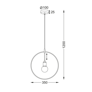 Aca-Lighting ΚΡΕΜΑΣΤΟ ΜΕΤΑΛΛΙΚΟ 1ΧΕ27 ΜΑΥΡΟΣ ΚΥΚΛΟΣ Φ35cm TWIGGY