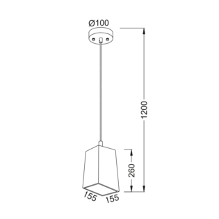 Aca-Lighting ΚΡΕΜΑΣΤΟ Φ/Σ 1ΧΕ27 ΤΣΙΜΕΝΤΟ ΑΣΥΜΜΕΤΡΟ 15,5Χ15,5ΧΗ120CM ELTON