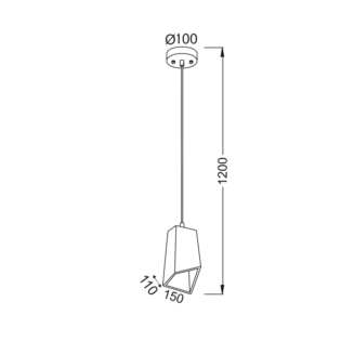 Aca-Lighting ΚΡΕΜΑΣΤΟ Φ/Σ 1ΧΕ27 ΤΣΙΜΕΝΤΟ ΑΣΥΜΜΕΤΡΟ 15Χ11ΧΗ120CM ELTON