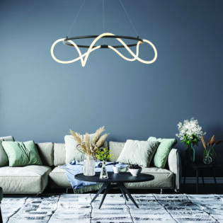 Κρεμαστά ^ΚΡΕΜΑΣΤΟ Φ/Σ LED 60W 3000K 3400LM KYMA ΜΑΥΡΟ ΜΕΤ/ΚΟ IP20 D80XH230CM